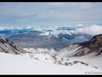 Looking into the crater of Mt Saint Helens from the rim.