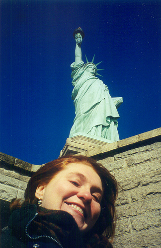 Dawn at Statue of Liberty New York