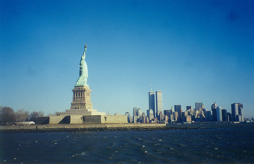 Statue of Liberty and Manhattan from ferry