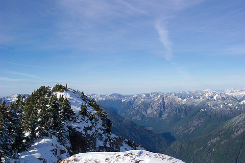 Lone Climber Atop Snoqualmie Mt