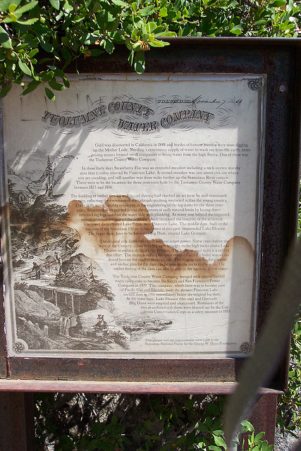 Tuolumne County Water Company information plaque
