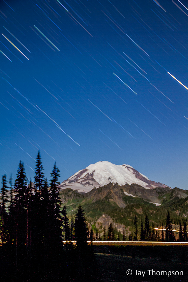 Star Trails and Mt Rainier from Tipsoo Lake