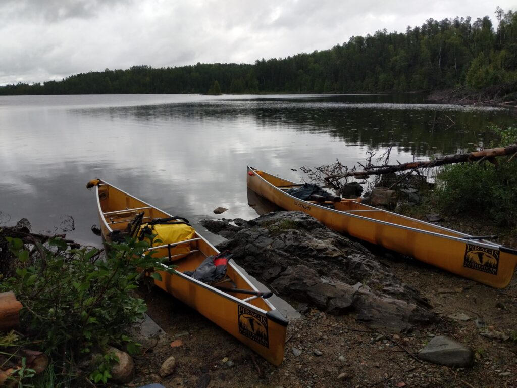 Canoes at a portage in the Quetico Provencial Park