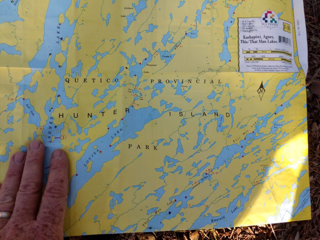 Map section of Quetico Provincial park