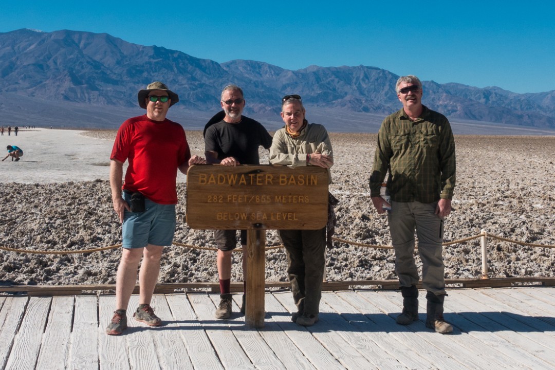Group of hikers at Badwater Basin in Death Valley National Park
