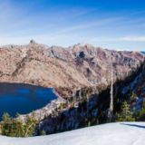 Saint Helens Lake and some of the only snow on the whole loop this day