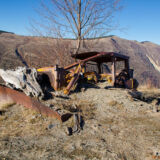 An old D8 bulldozer that was caught in the eruption.