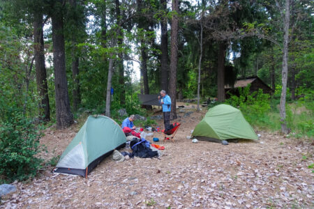Camp Life "Tents set up at Moore Point Campground near Lake Chelan’s Lakeshore Trail"
